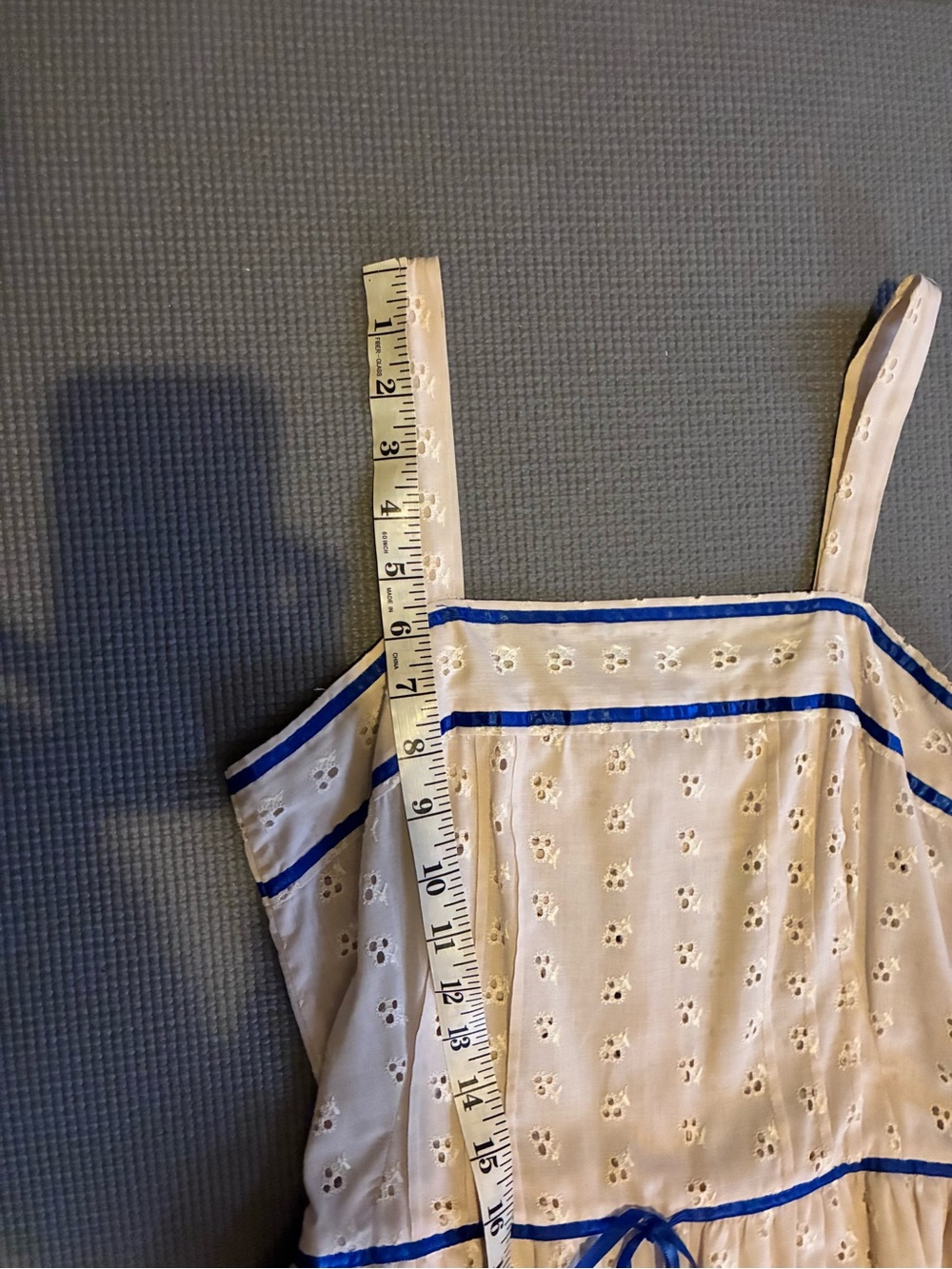 Vintage Cream Sundress with Blue Trim - Picture 8 of 8